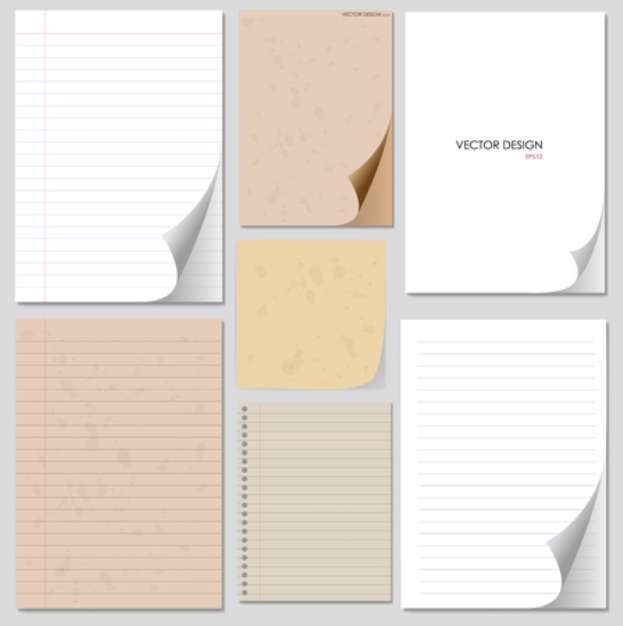 Collection of various papers, ready for your message. Vector ill
