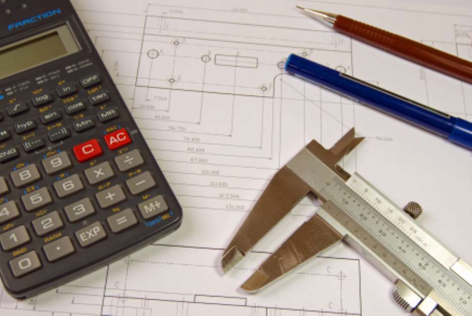 CAD Engineering drawing with vernier calipers