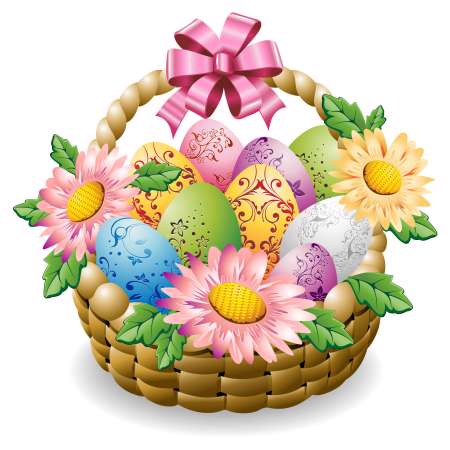 Easter Eggs and Flowers on Basket-Uova di Pasqua in Cestino