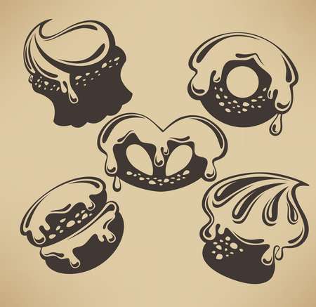 vector collection of muffins, cakes and donuts