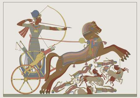 Fresco of the pharaoh Ramses in combat