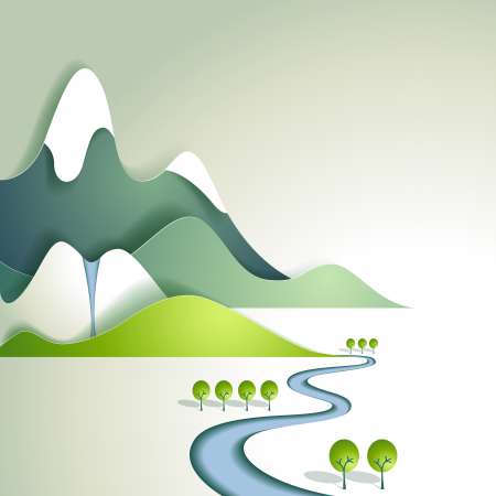 Paper mountain landscape