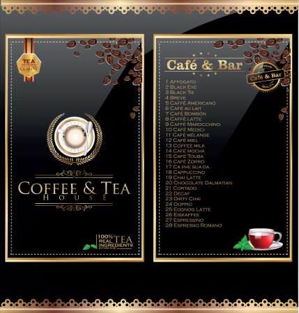 Coffee and tea menu