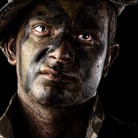 young soldier face
