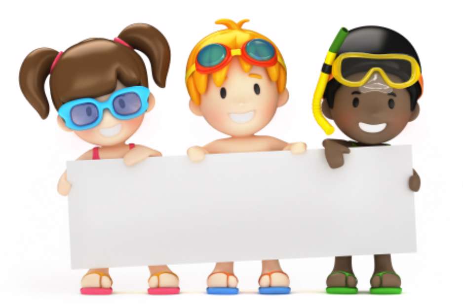 3d render of kids and blank board