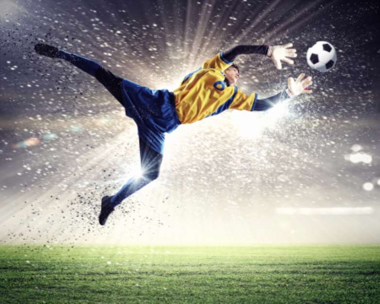Goalkeeper catches the ball