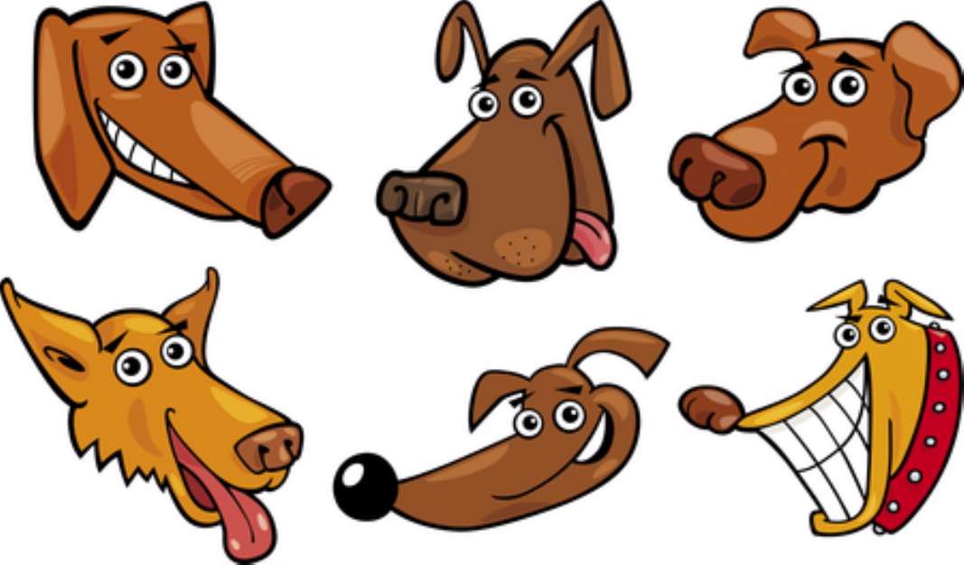 Cartoon funny dogs heads set