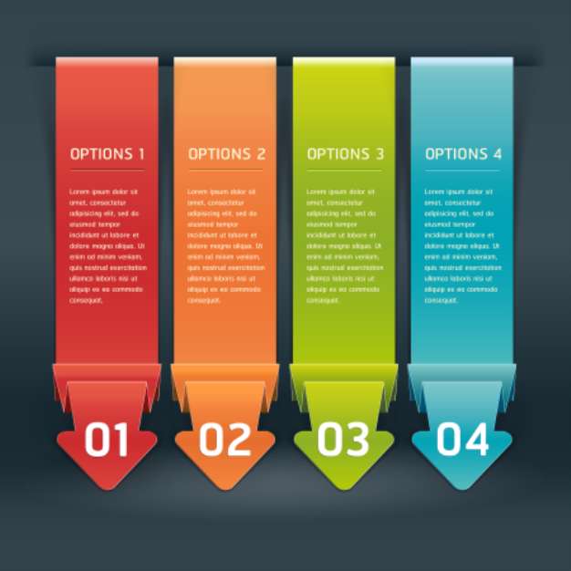 Colorful Origami Style Number Options Banner &amp; Card. Vector