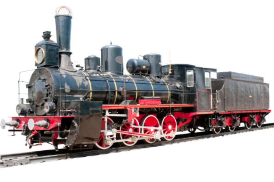 Old train isolated on white