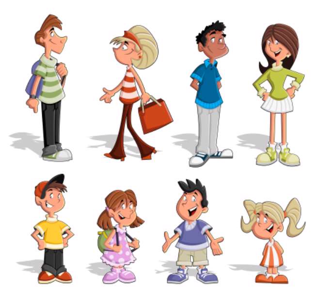 Cute happy cartoon people