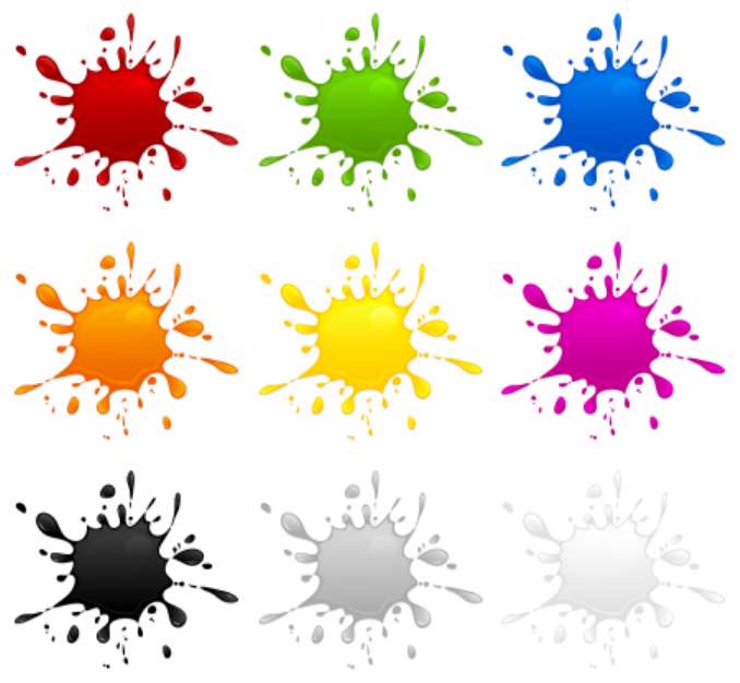 Set of color inkblots