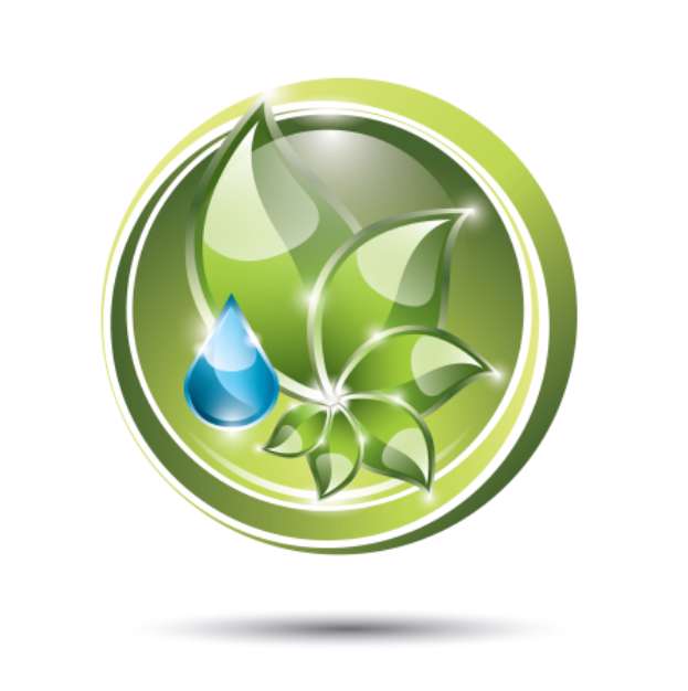 Eco friendly label with plant and drop