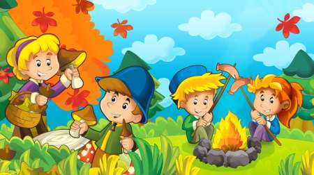 Children on vacations - illustration for the kids