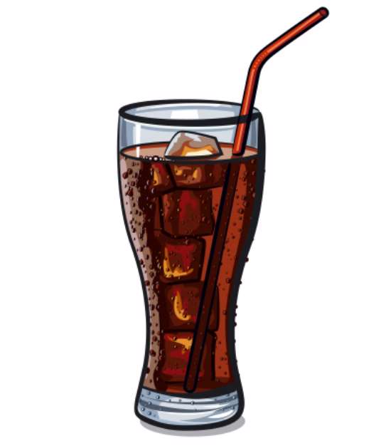 Glass of cola with ice