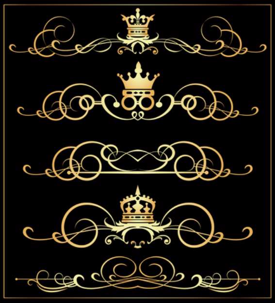 Vector set. Victorian Scrolls and crown. Decorative elements