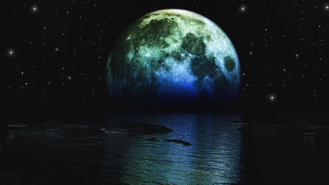 Moon over sea