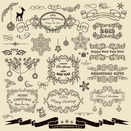 set of Christmas elements