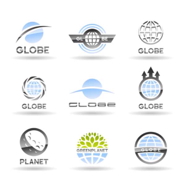 Set of Earth globe icons (3).