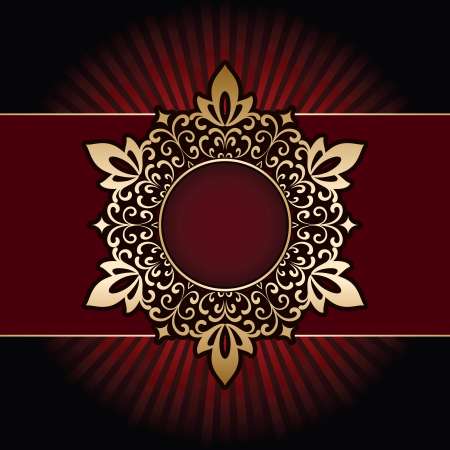 Ornamental gold frame on red background