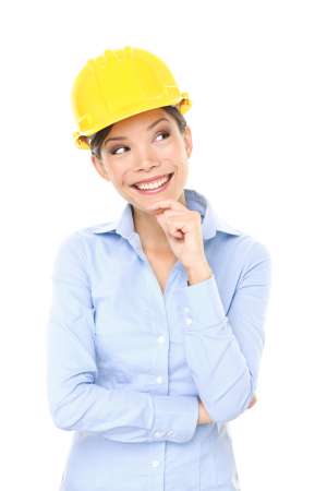 Engineer, entrepreneur or architect woman thinking