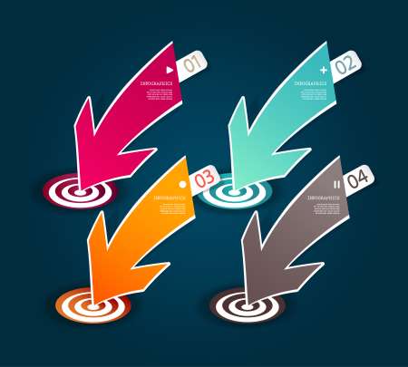 Four colored paper arrows with place for your own text.