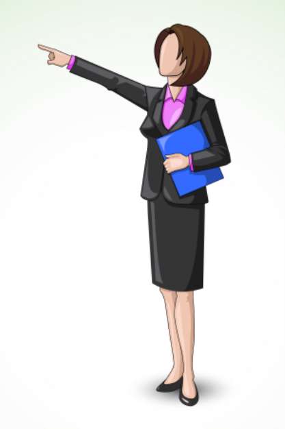 vector illustration of business lady pointing upward