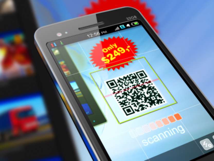 Smartphone scanning QR code