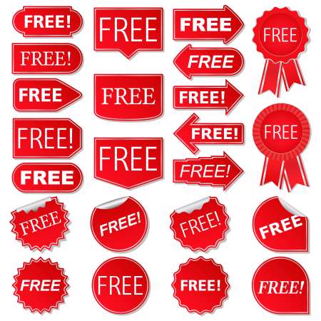 Free labels, collection of red stickers