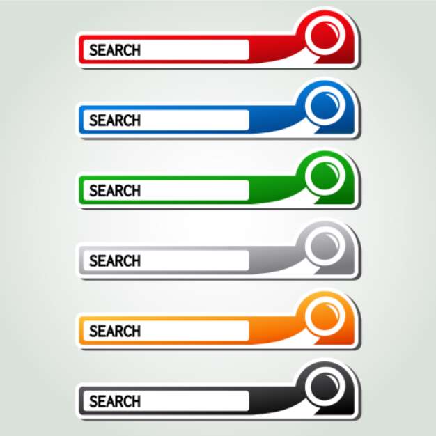 search buttons, stickers with magnifier symbol