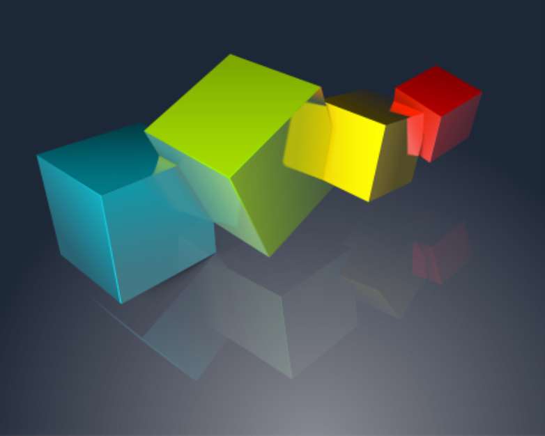 Colorful cubes on dark background