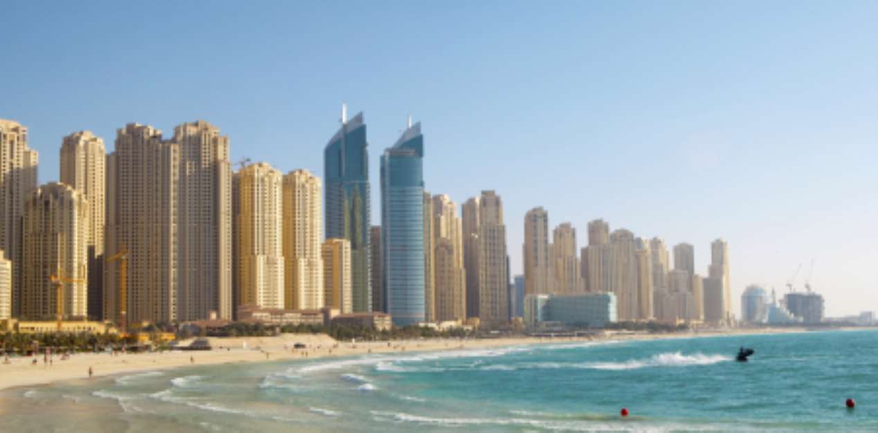 Beach in Dubai. Panoramic view.