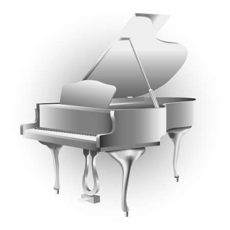 Classical grand piano, isolated on white background