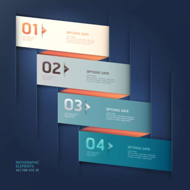 Modern arrow origami style step up number options banner