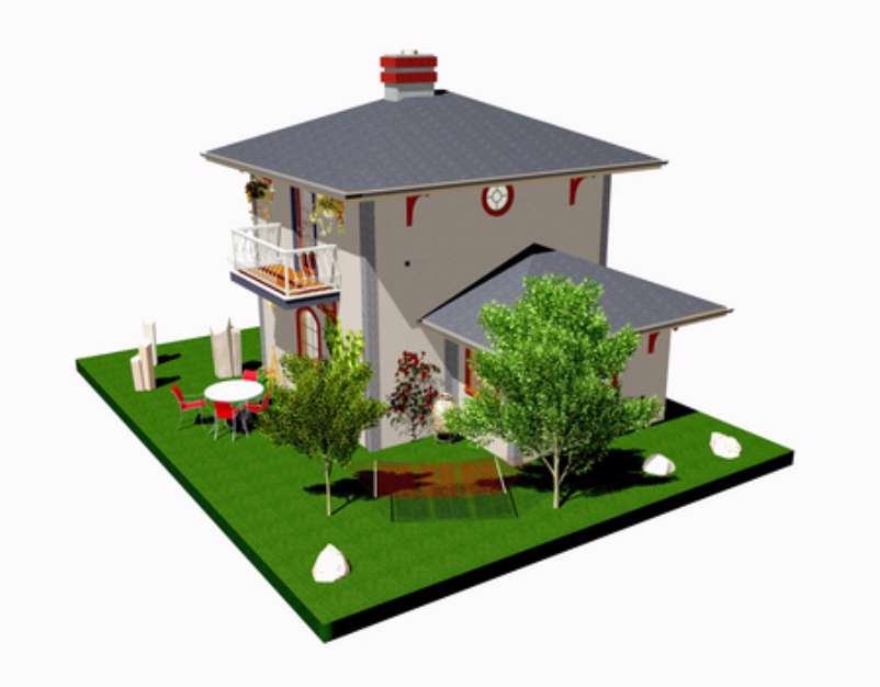 Villa Villetta con Amaca-House With Plants and hammock-3d-3