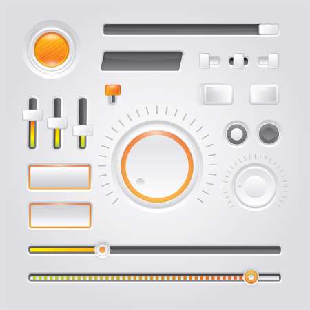 White user interface - buttons, knobs and sliders