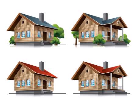 Cottage houses cartoon icons