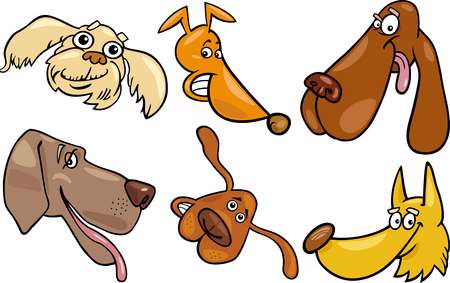 Cartoon happy dogs heads set