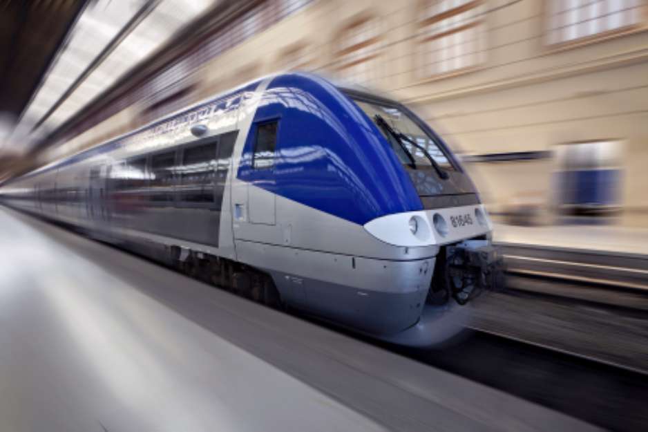 High-speed train in motion