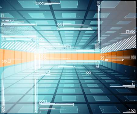 Abstract futuristic 3d background in blue. Vector illustration.