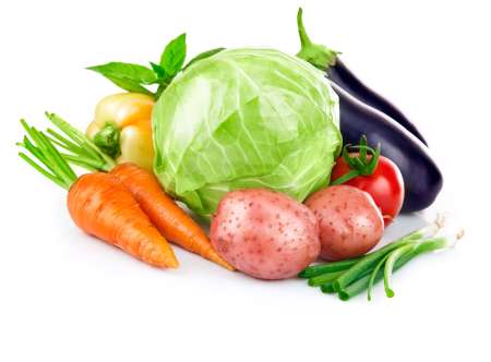 set fresh vegetables with green leaves