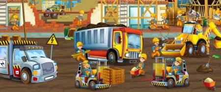 On the construction site - illustration for the children
