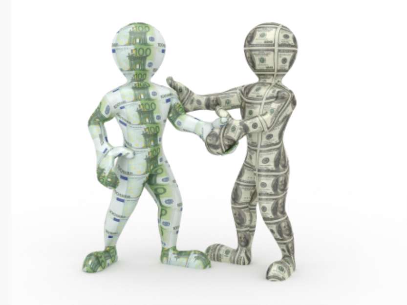 Cooperation euro and dollar. Conceptual image