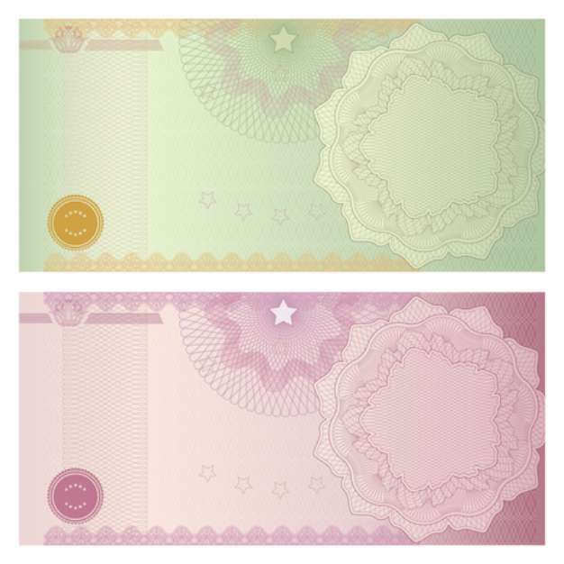 Voucher (coupon,certificate) template with Guilloche pattern