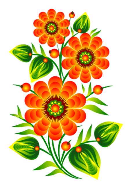 Red flowers and decorative folk element vector EPS 10