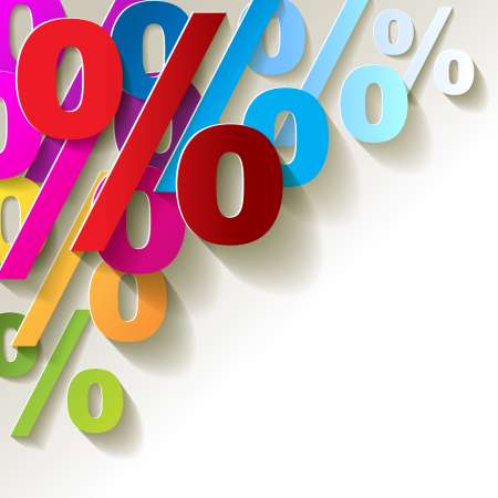 % Prozent Bunt Papier Ecke Hintrergrund