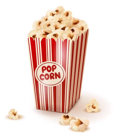 Popcorn in paper box.