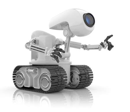 Futuristic robot talk.  Artificial intelligence concept. 3D isol