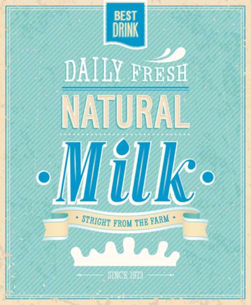Vintage Milk card. Vector illustration.
