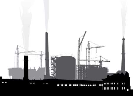 isolated industrial costructions illustration