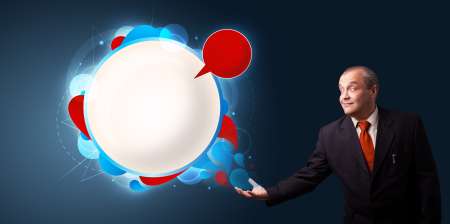businessman presenting abstract modern copy space